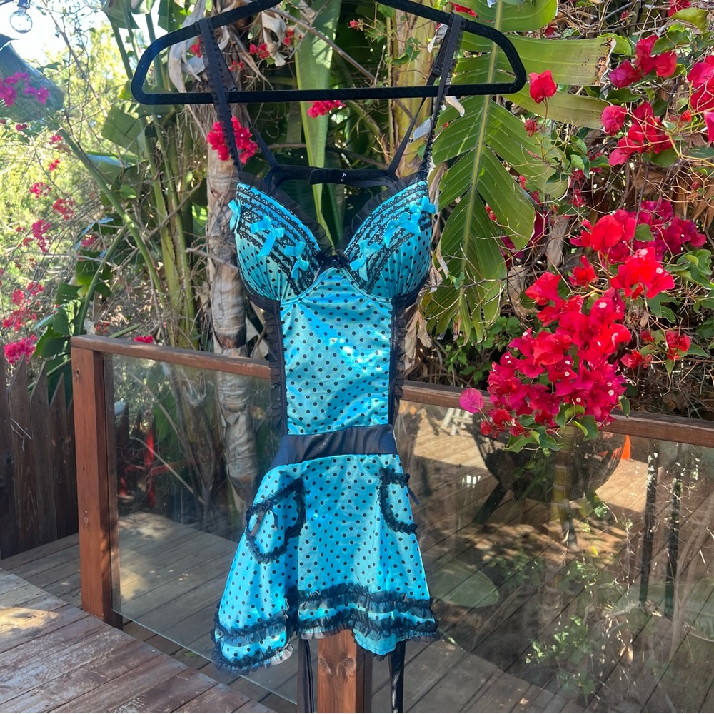 Victoria's Secret Blue and Black Lingerie Set